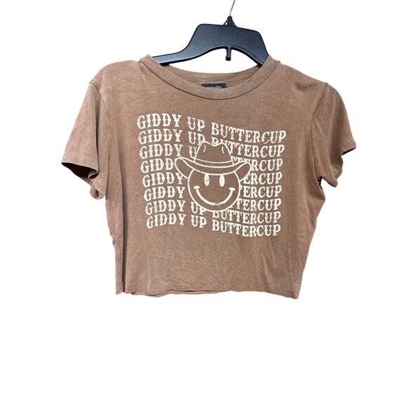 Originality Tops - Originality Cropped Shirt Cowgirl Giddyup Buttercup Rodeo Country Western XS